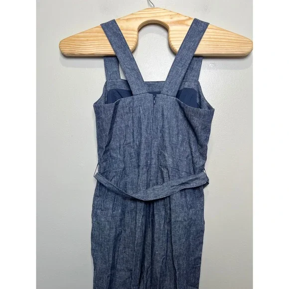 Banana Republic Blue Linen Blend Wide Leg Jumpsuit Size 10 NWT - Picture 4 of 7